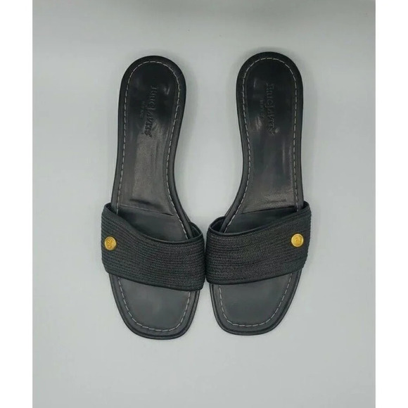 Eric Javits Womens Leather Woven Low Heel Sandals Slides Black Size 10 - Picture 3 of 11